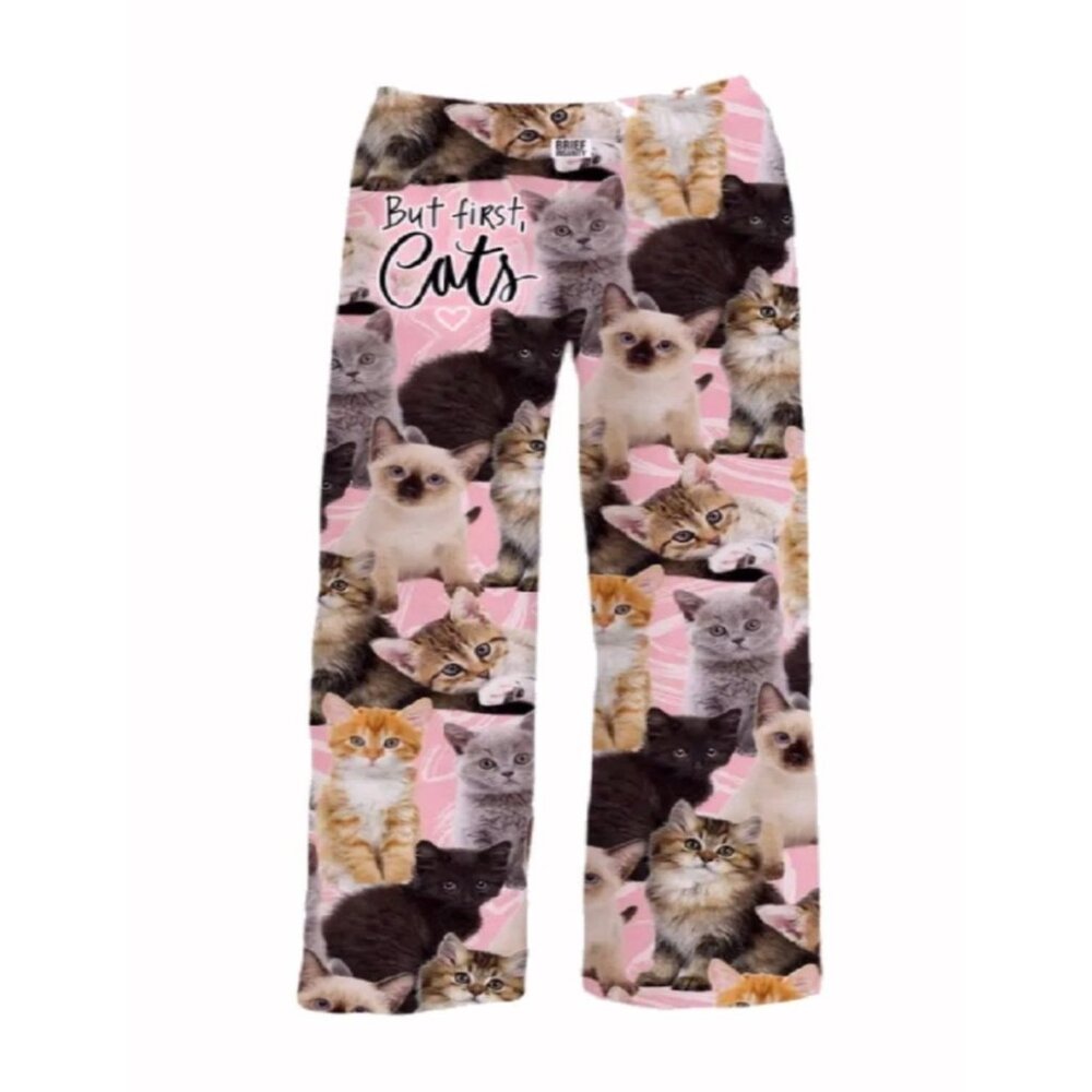 Brief Insanity But First Cats Lounge Pants Pajamas NEW Fast Ship